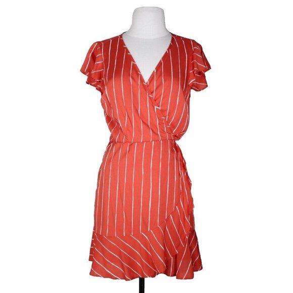 Abercrombie & Fitch Women’s Small Orange Stripe Side Tie Wrap Mini Dress NWT - Picture 2 of 10